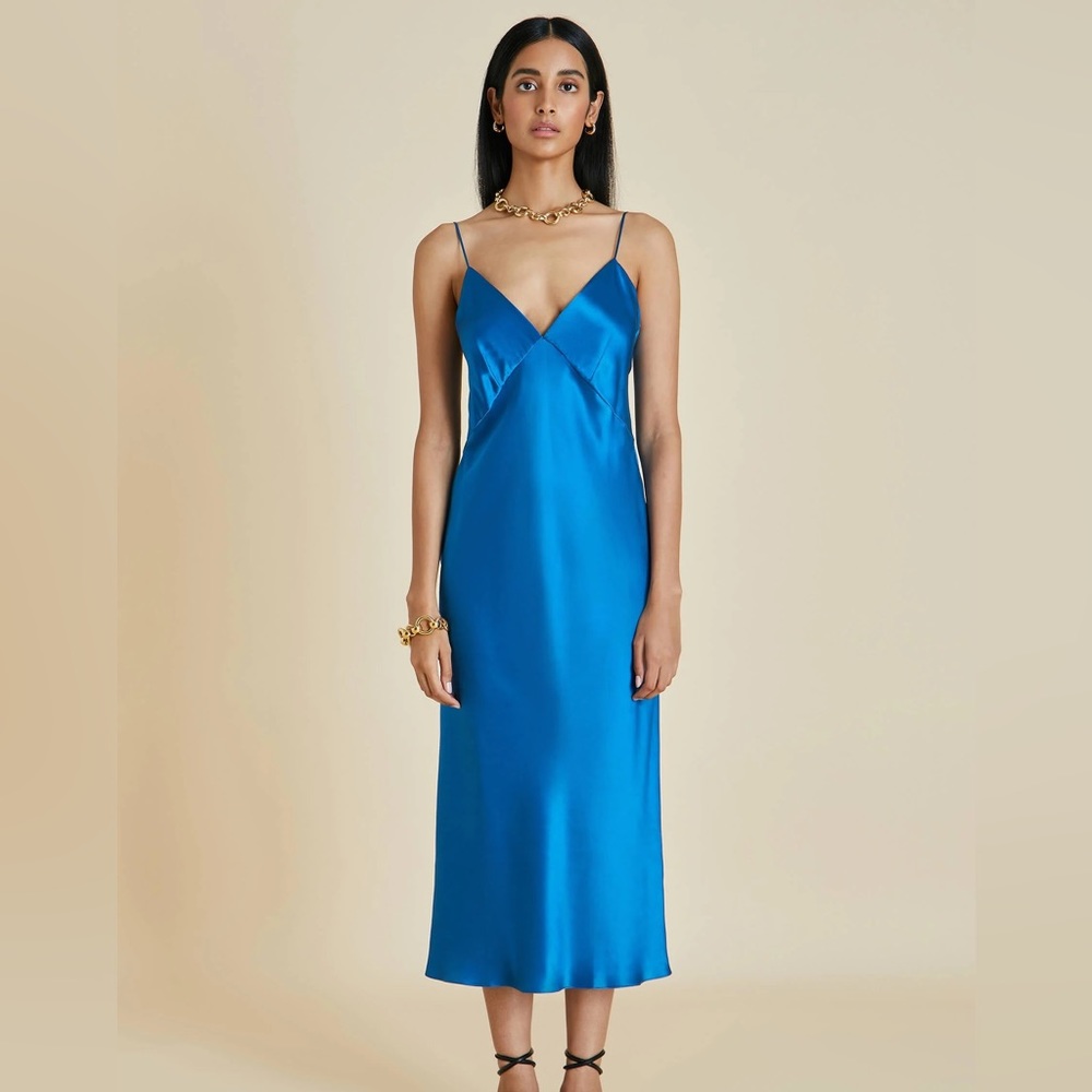 Cerulean Blue Slip Dress in Small